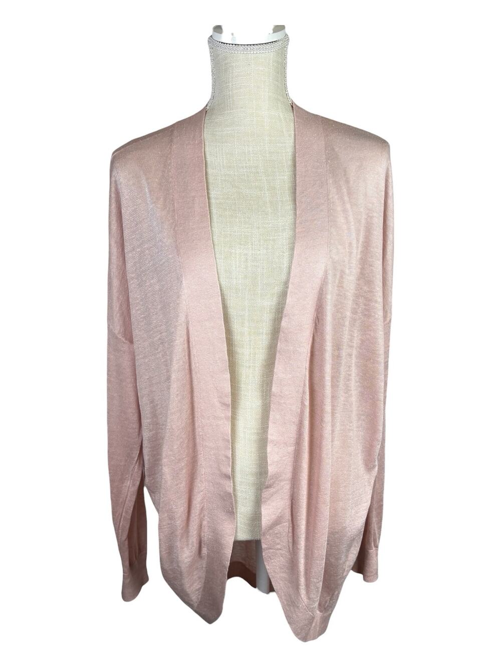 Theory Sag Harbor Linen Blend Open Front Cardigan Women's Large Lightweight Pink